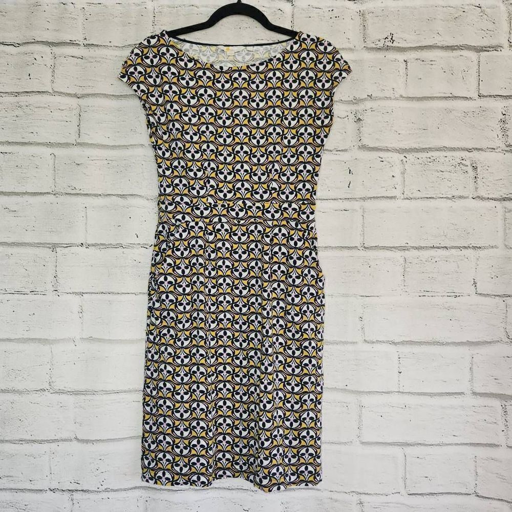 Boden Short Sleeve Geometric Patterned Dress Womens US 4R UK 8R Casual Stretch